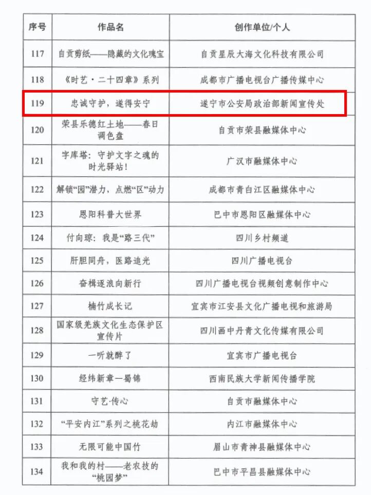 喜报！遂宁公安这部作品再次获奖！